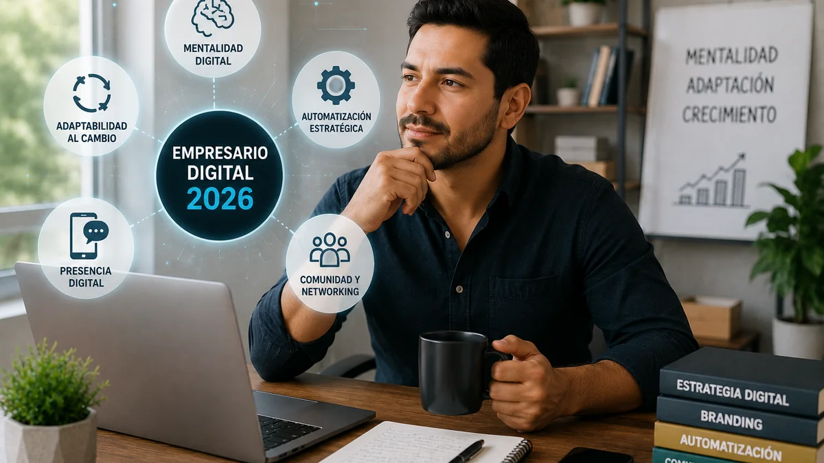 Empresario mexicano desarrollando habilidades digitales, automatización y estrategia para su PyME