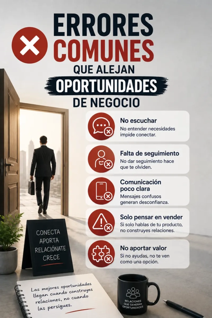 Errores de networking empresarial que pueden alejar clientes y oportunidades de negocio