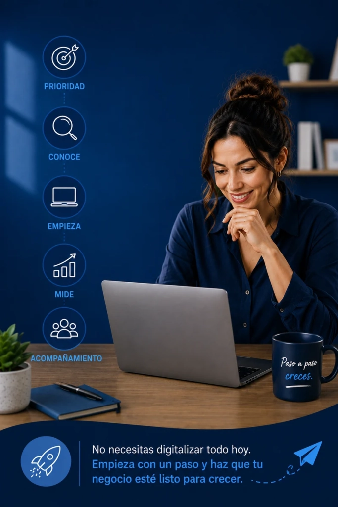 Empresaria mexicana comenzando el proceso de digitalización de su negocio con herramientas digitales