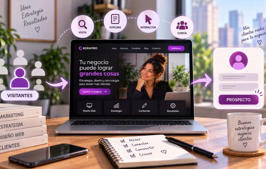 Proceso para convertir visitantes de una página web en prospectos y clientes potenciales