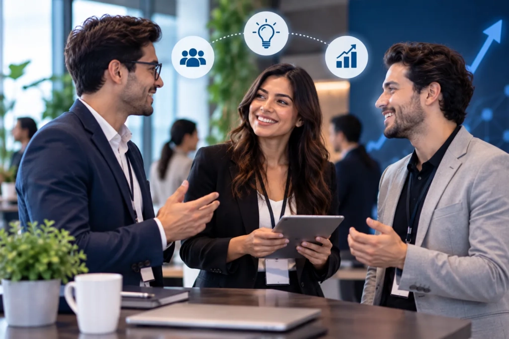 Emprendedores utilizando el networking para hacer crecer sus negocios