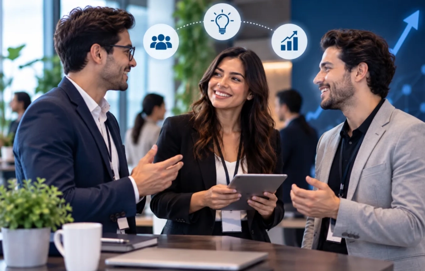 Emprendedores utilizando el networking para hacer crecer sus negocios