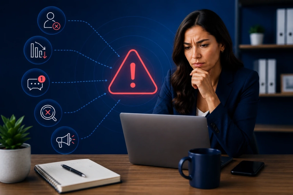 Empresaria mexicana analizando señales de que su negocio necesita una estrategia digital