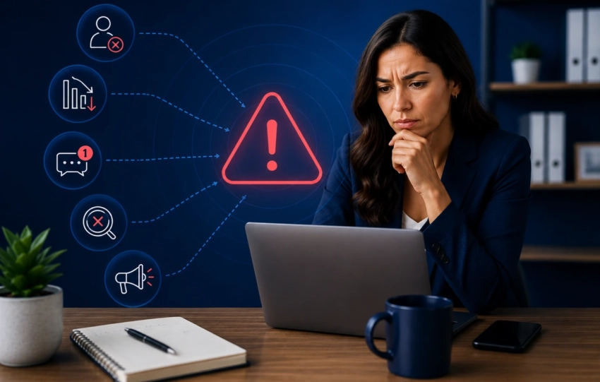 Empresaria mexicana analizando señales de que su negocio necesita una estrategia digital