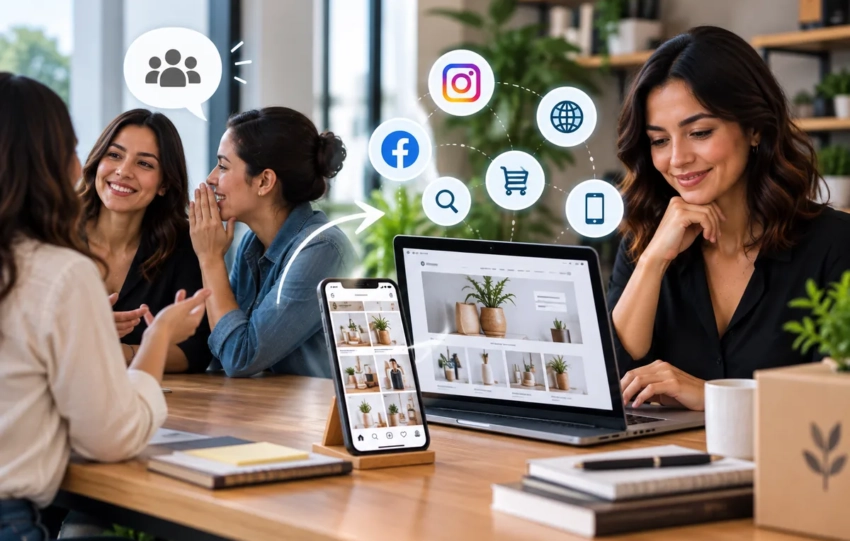 Emprendedora fortaleciendo la presencia digital de su negocio para complementar las ventas por recomendación
